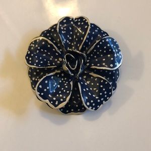 Vintage Blue White Polka Dotted Pin Brooch